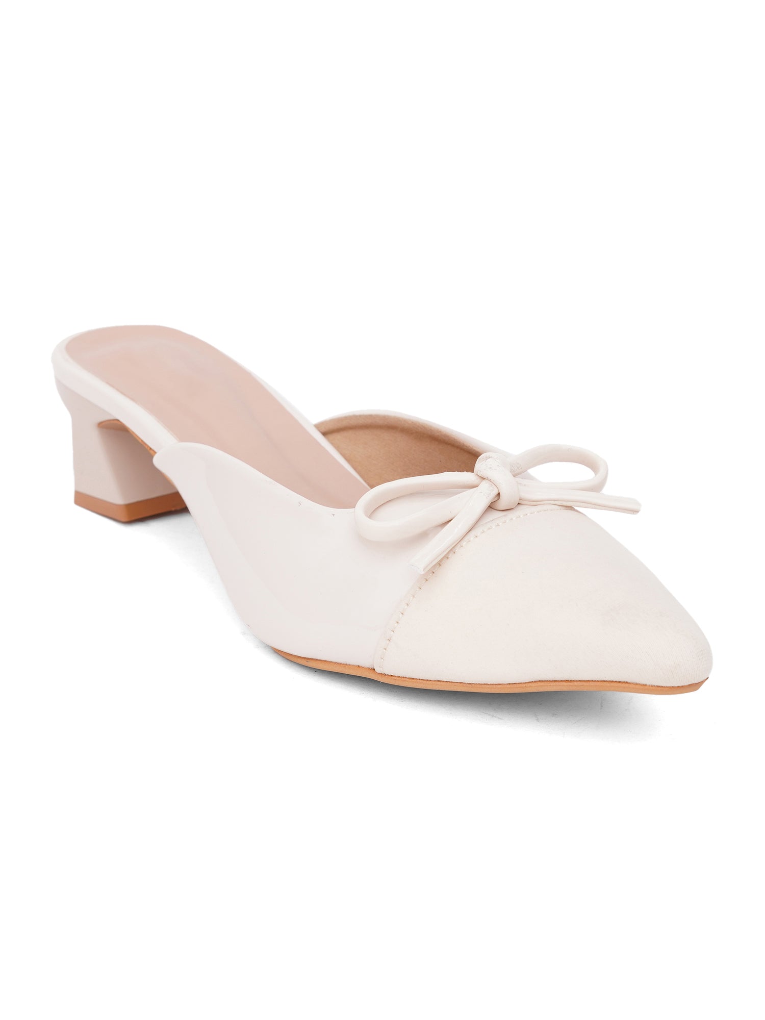 Elegant Pointed Toe Mule Heels with Bow Detail