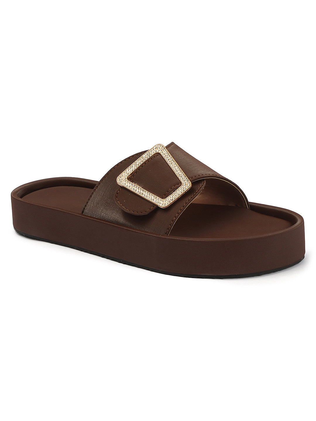 Minimal Buckle Slides Cushioned Everyday Comfort Flats