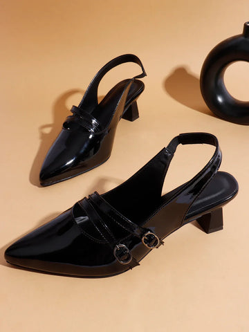 Classic Pointed Toe Strap Slingbacks