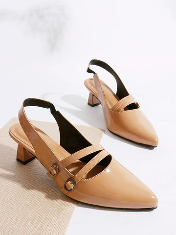 Classic Pointed Toe Strap Slingbacks