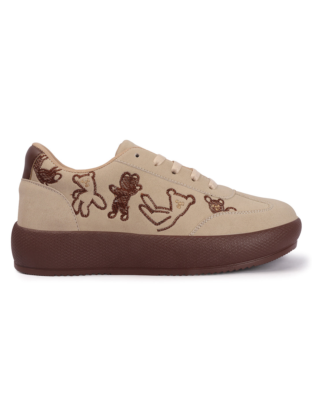 Trendy Teddy Embroidered Platform Sneakers