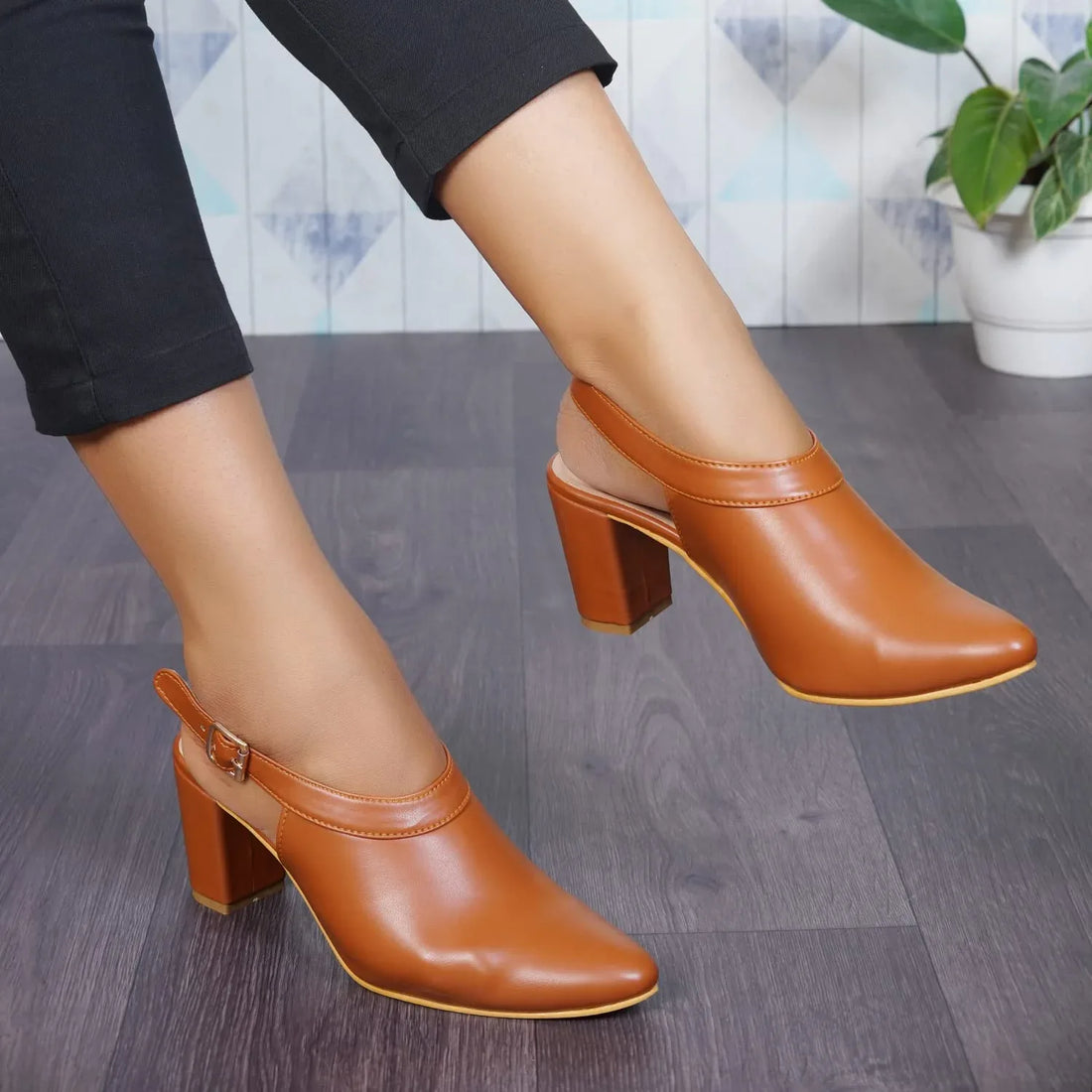 Classic Slingback Block Heel Shoes