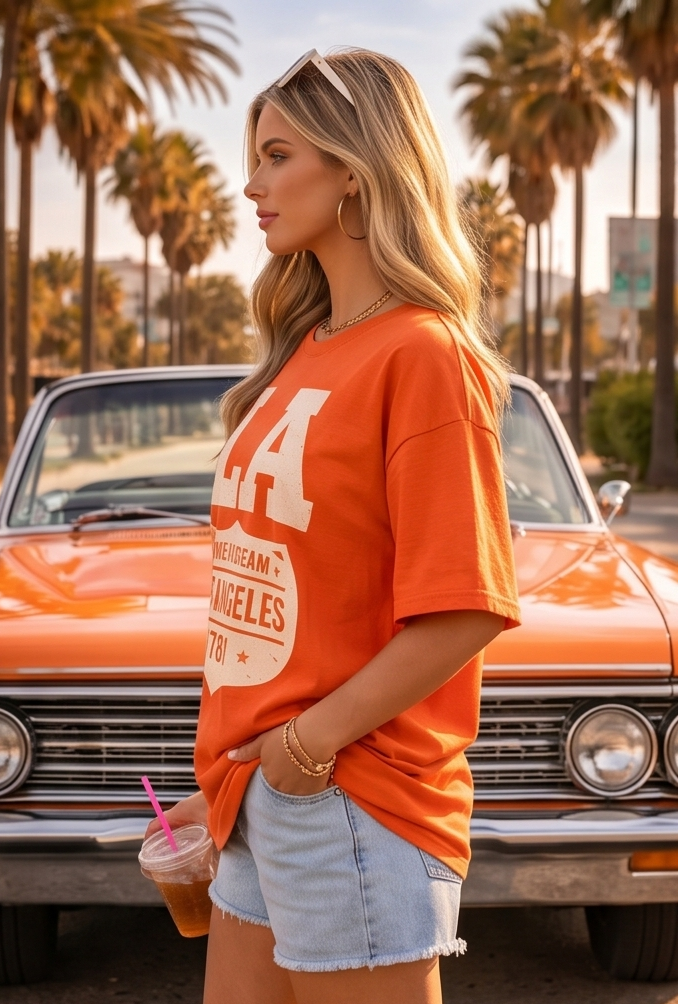 Oversized Los Angeles LA Graphic Printed T-Shirt