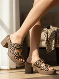 Animal Print Double Buckle Block Heel