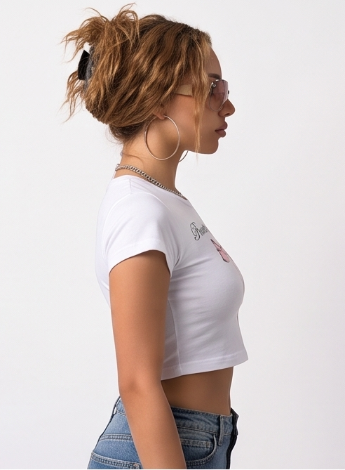"Take A Ride" Graphic Crop T-Shirt-White