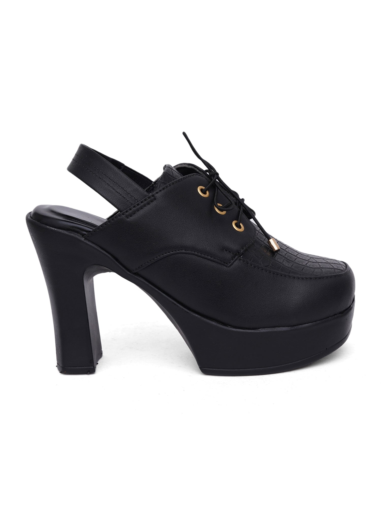 Retro Lace-Up Slingback Chunky Block Heel Pumps
