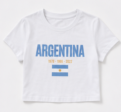 Argentina Blue Print Fitted Crop Tee