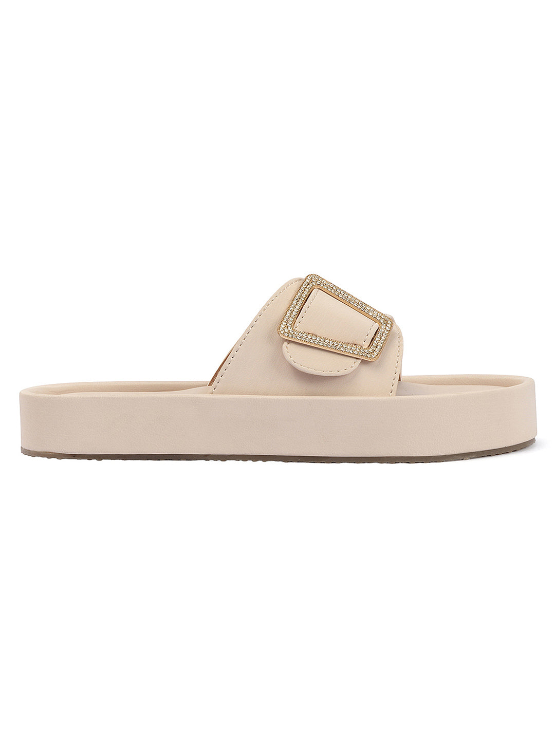 Minimal Buckle Slides Cushioned Everyday Comfort Flats