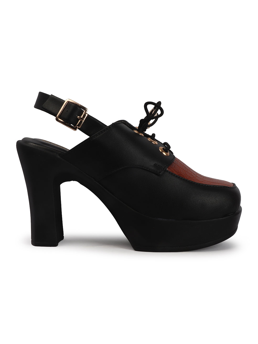 Retro Lace-Up Slingback Chunky Block Heel Pumps