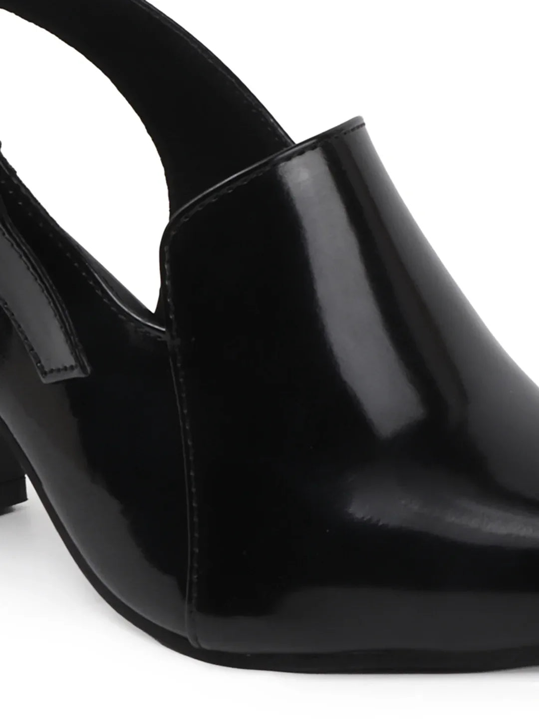 Elegant Gloss Finish Mid Heel Shoes