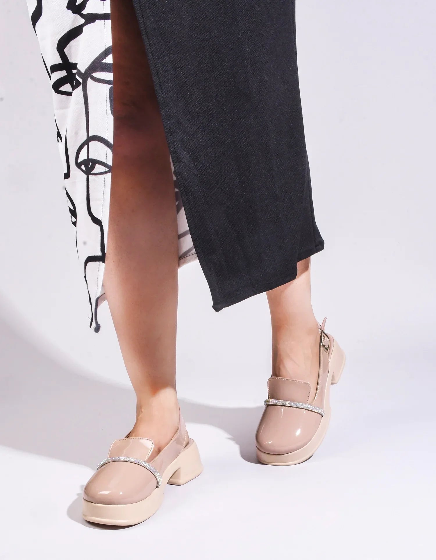 Classic Glossy Block Heel Pumps for Women