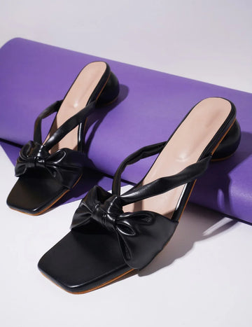 Elegant Knot Strap Block Heels