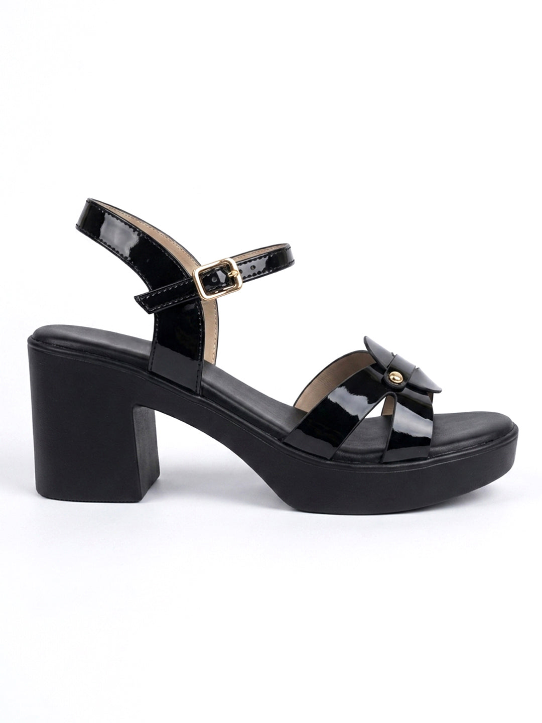 Patent Multi-Strap Ankle Strap Chunky Heels