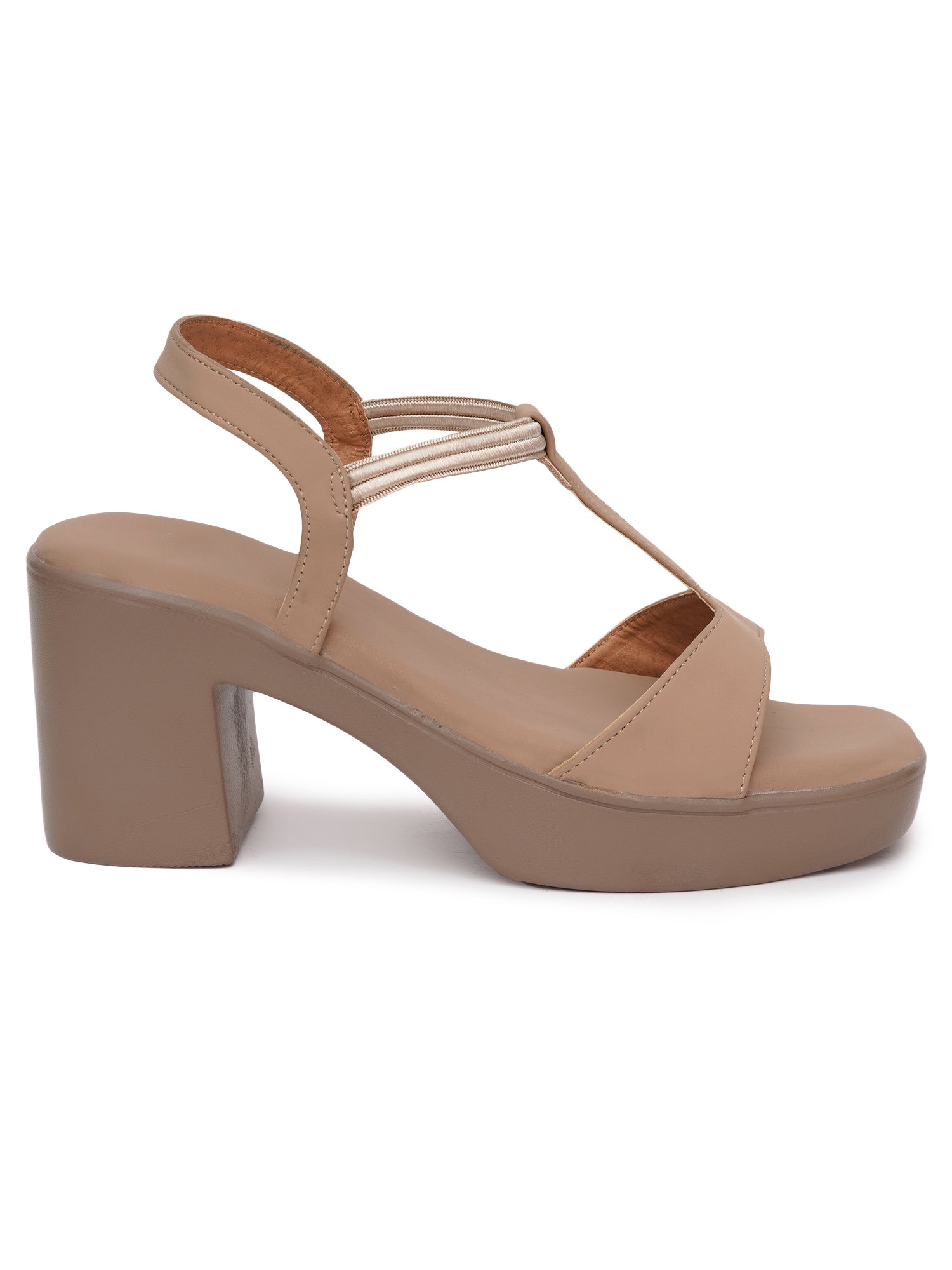 Exotic T-Strap Chunky Block Heel Sandals