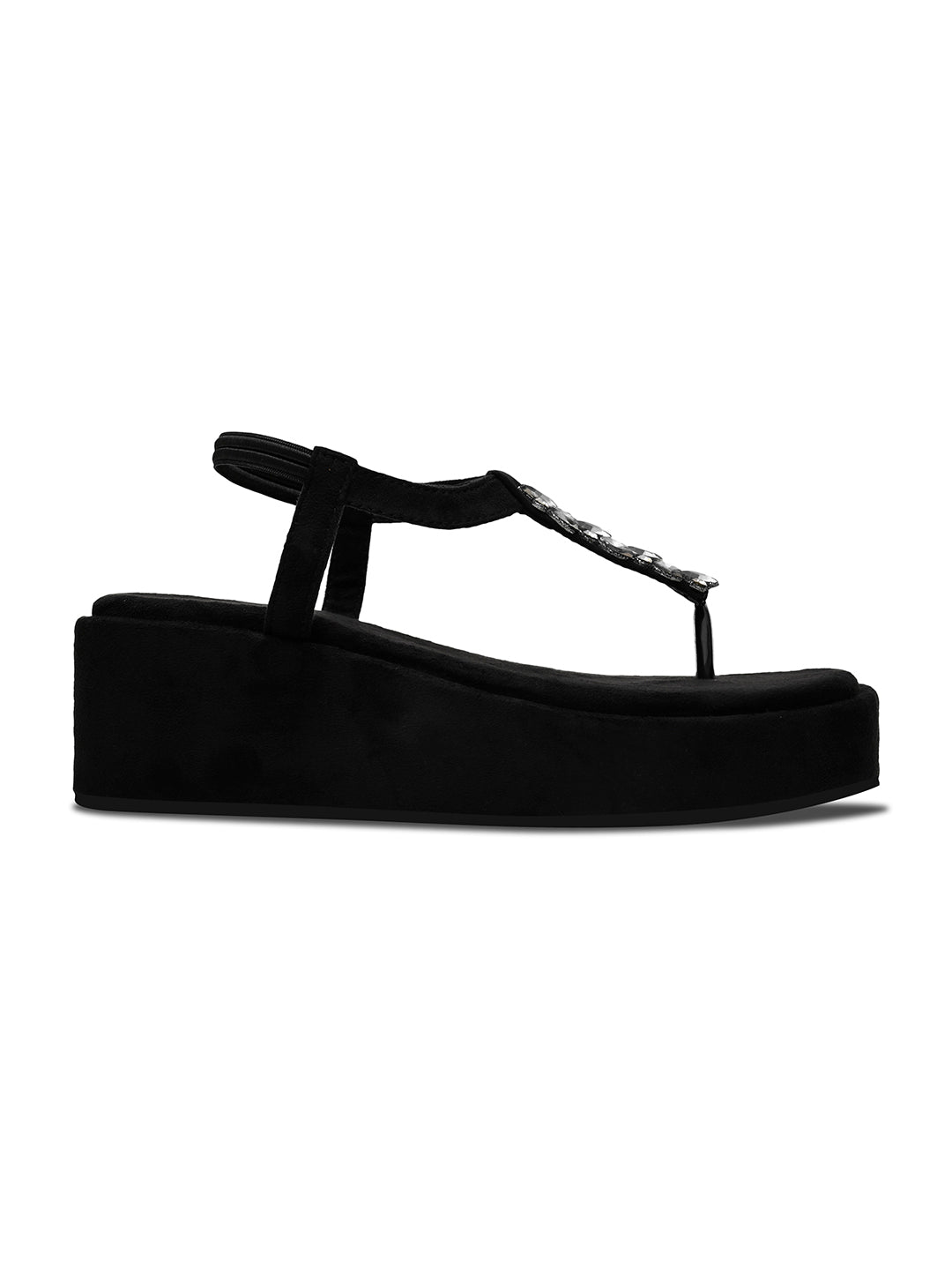 Crystal Embellished Detail Wedge Comfort Heels