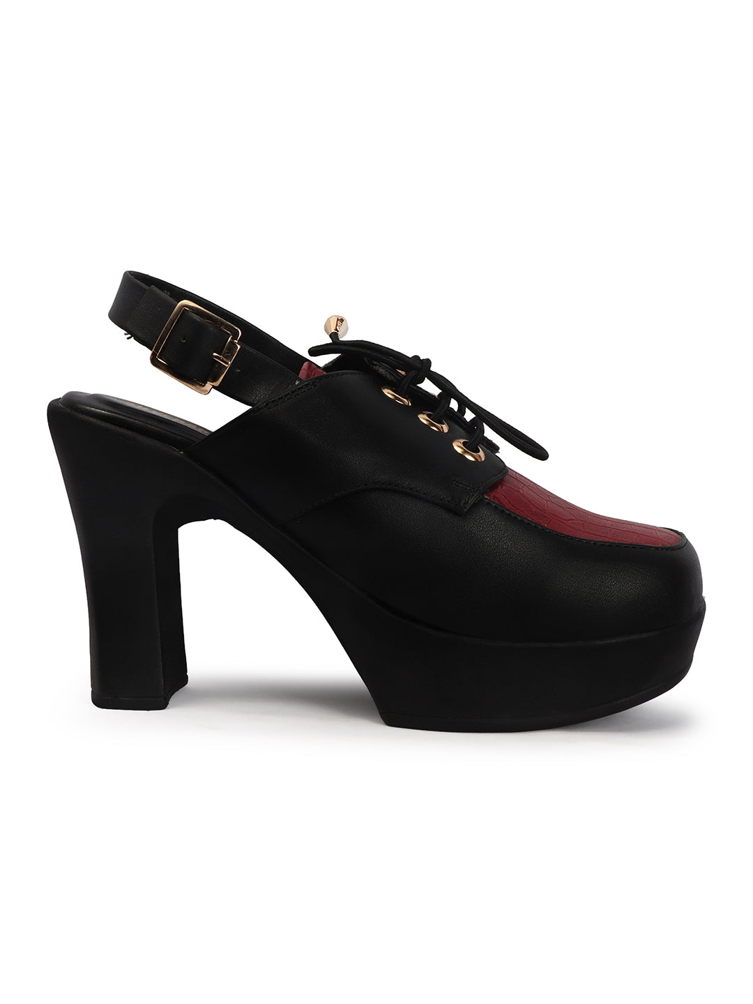 Retro Lace-Up Slingback Chunky Block Heel Pumps