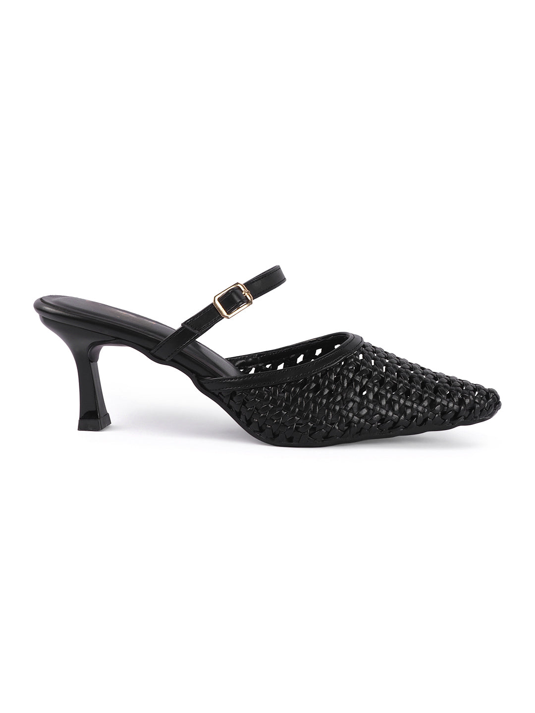 Muse Woven Pointed-Toe Kitten Heel Mules