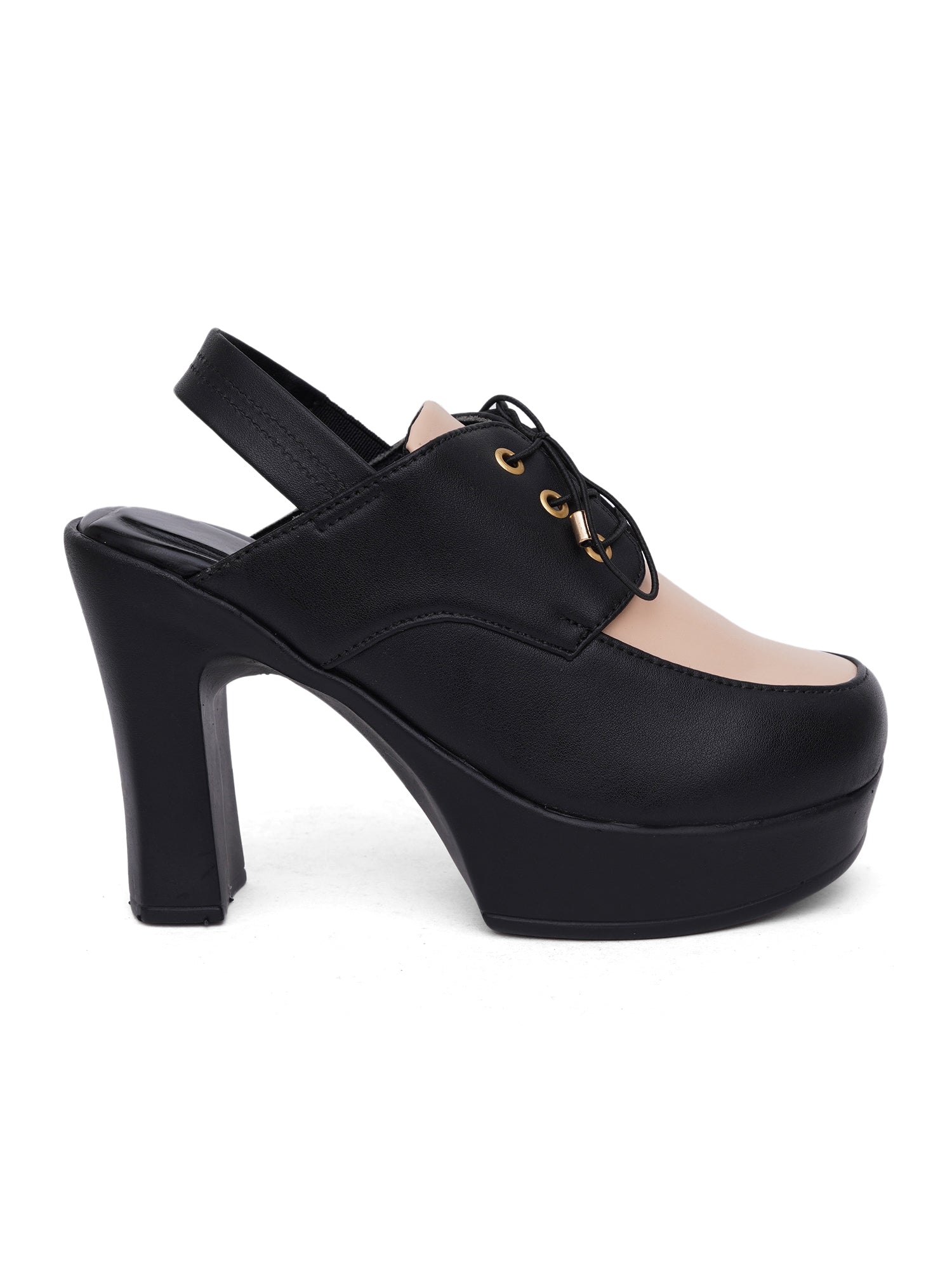Retro Lace-Up Slingback Chunky Block Heel Pumps