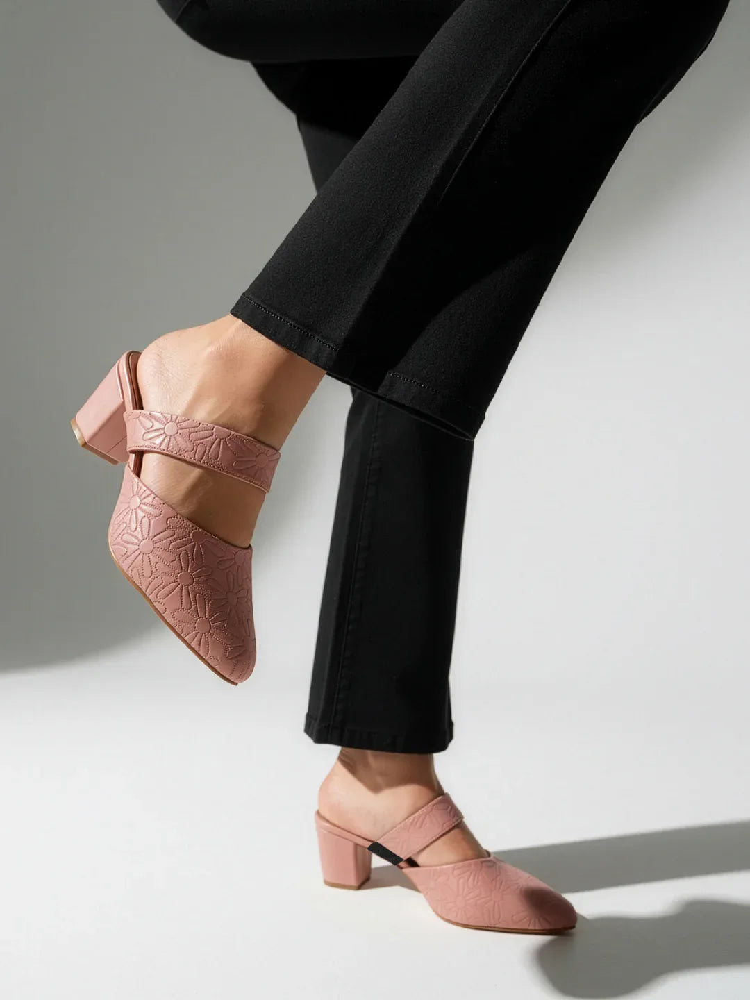 Glitter Strap Block Heel Sandals