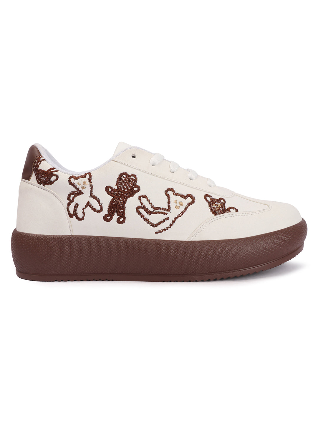 Trendy Teddy Embroidered Platform Sneakers