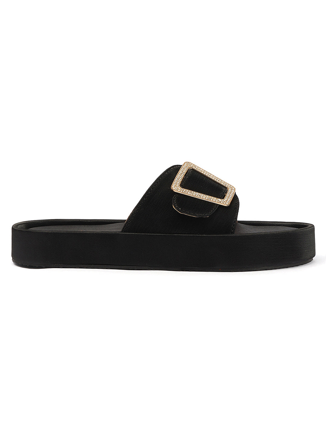 Minimal Buckle Slides Cushioned Everyday Comfort Flats