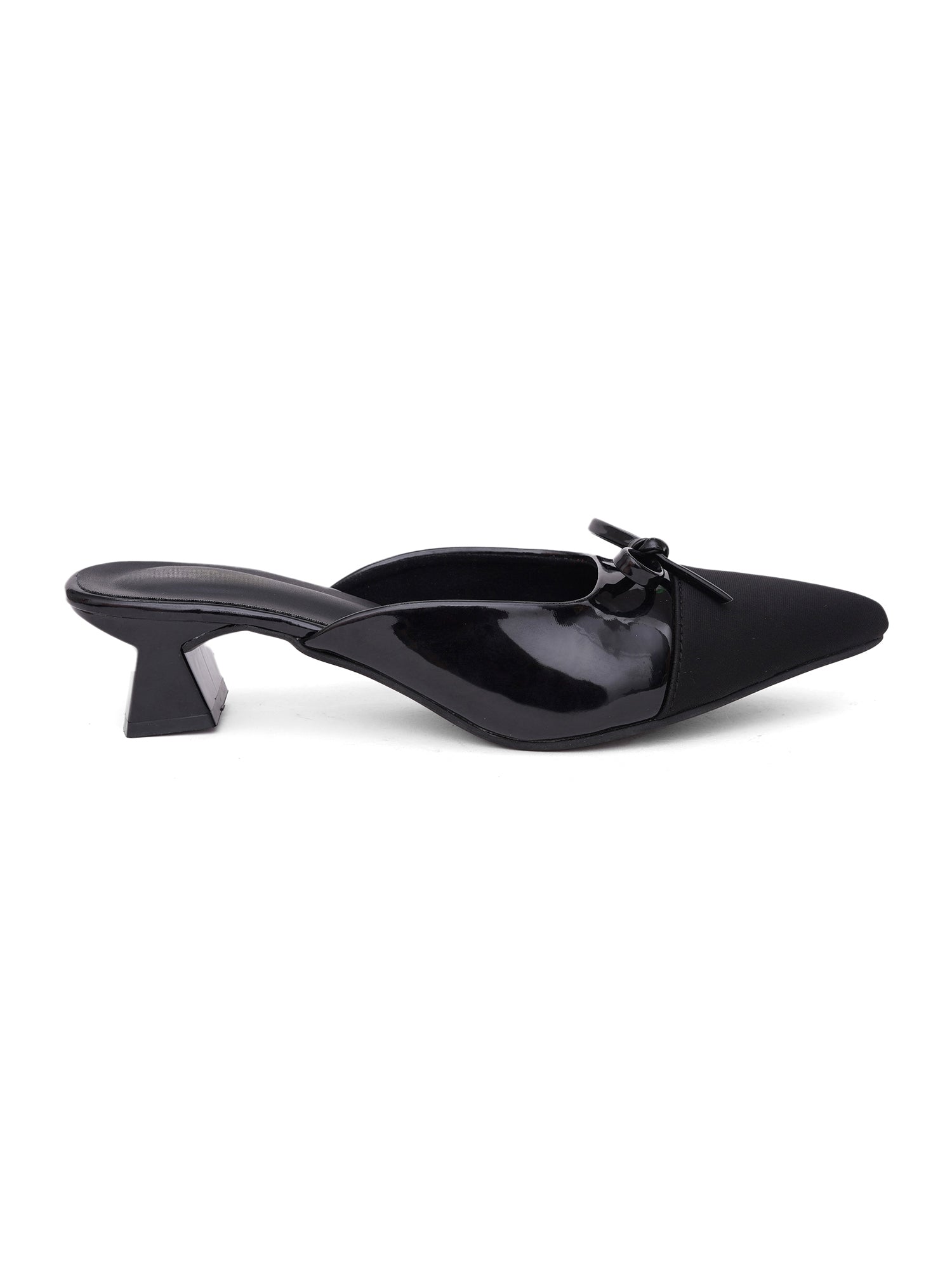 Elegant Pointed Toe Mule Heels with Bow Detail