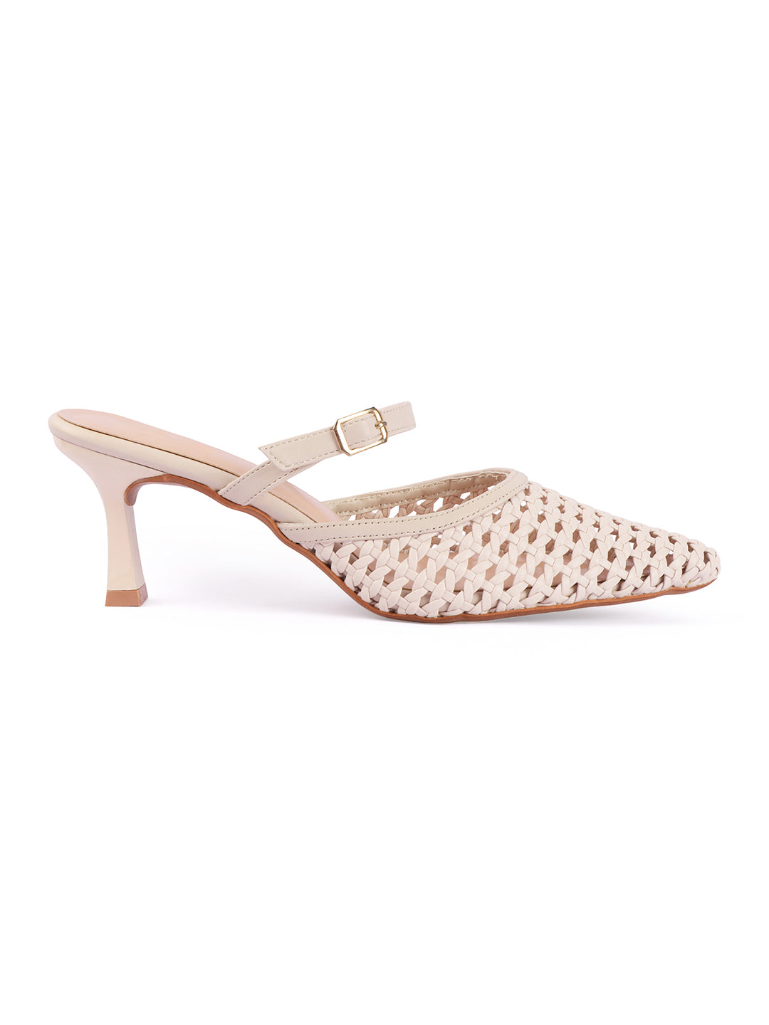 Muse Woven Pointed-Toe Kitten Heel Mules