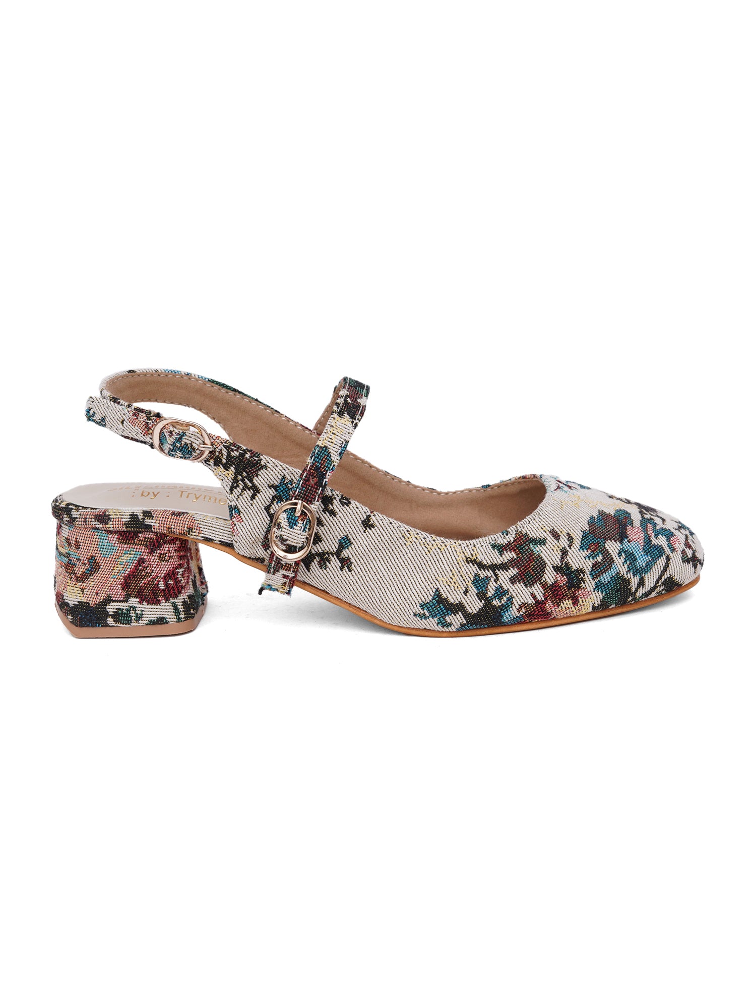 Dazzling Floral Print Mary Jane Block Heels