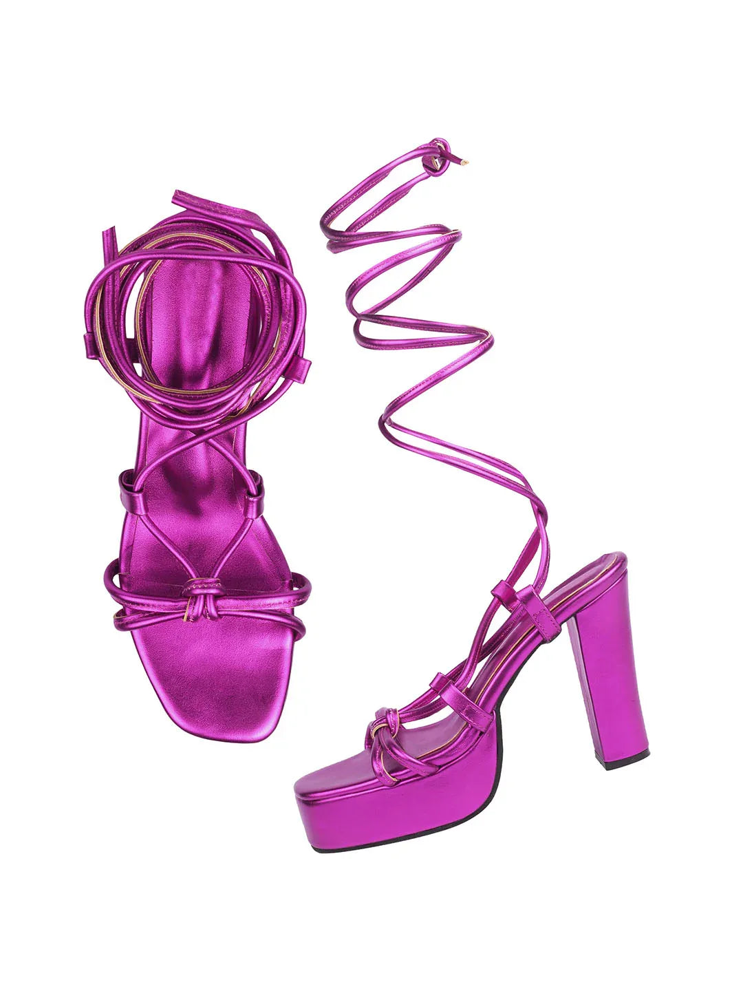 Lace-Up Platform Block Heel Sandals