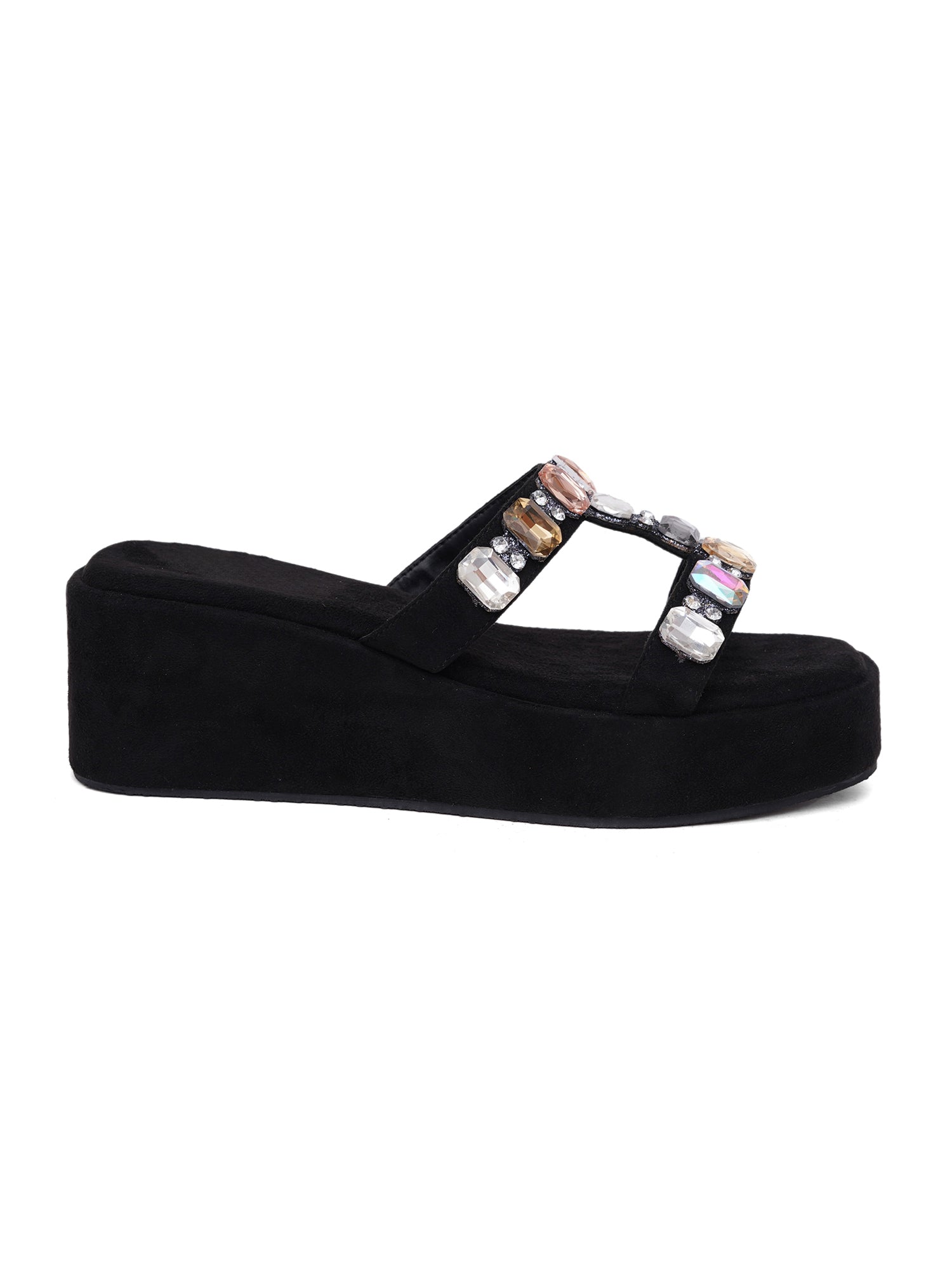 Glam Crystal Strap Wedge Sandals