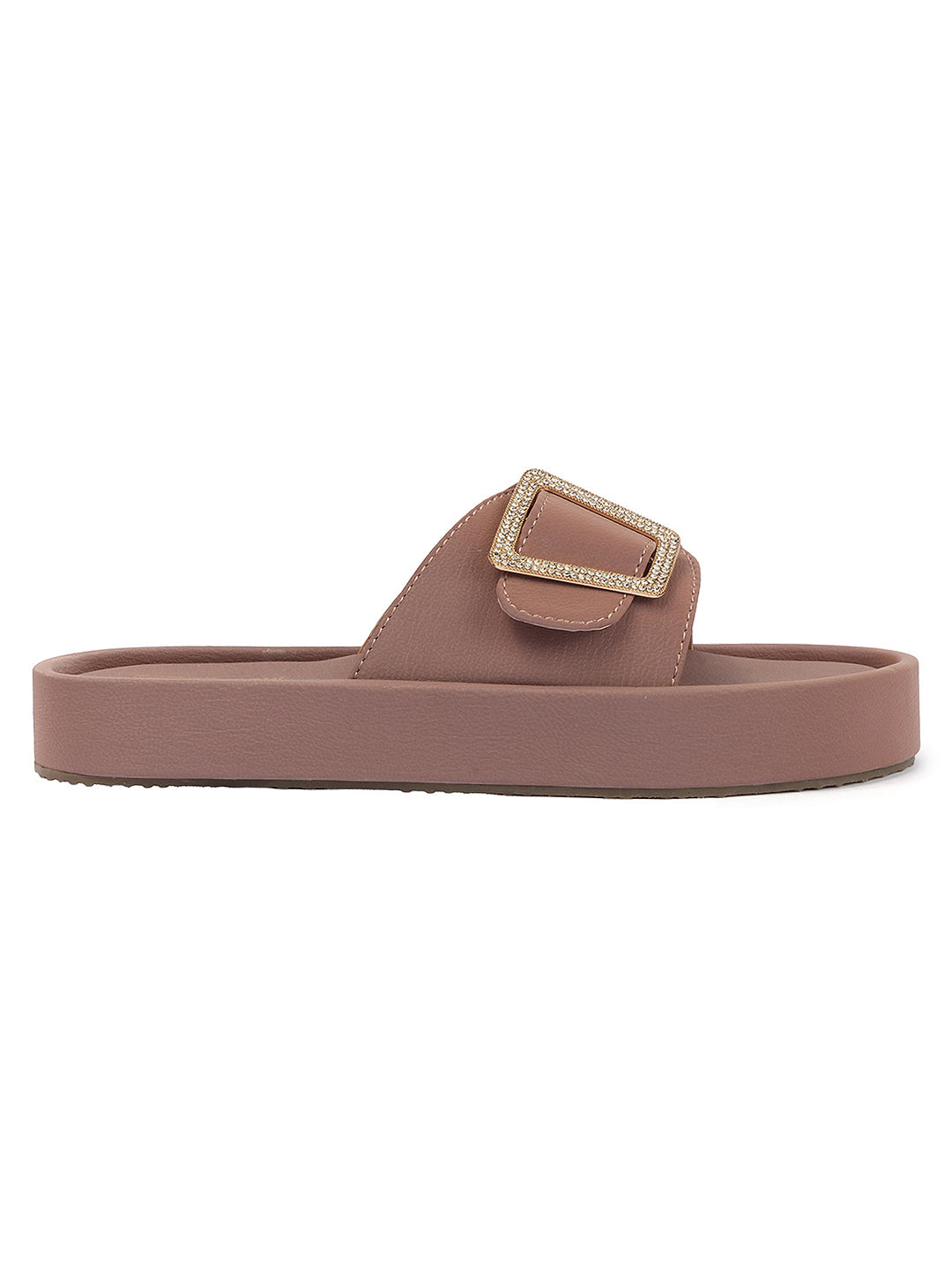 Minimal Buckle Slides Cushioned Everyday Comfort Flats