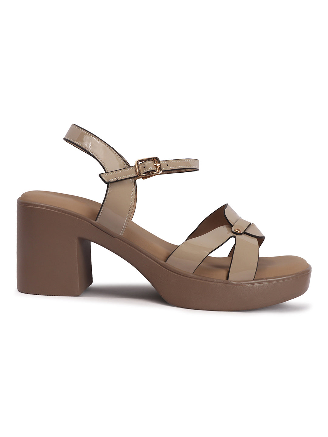 Patent Multi-Strap Ankle Strap Chunky Heels