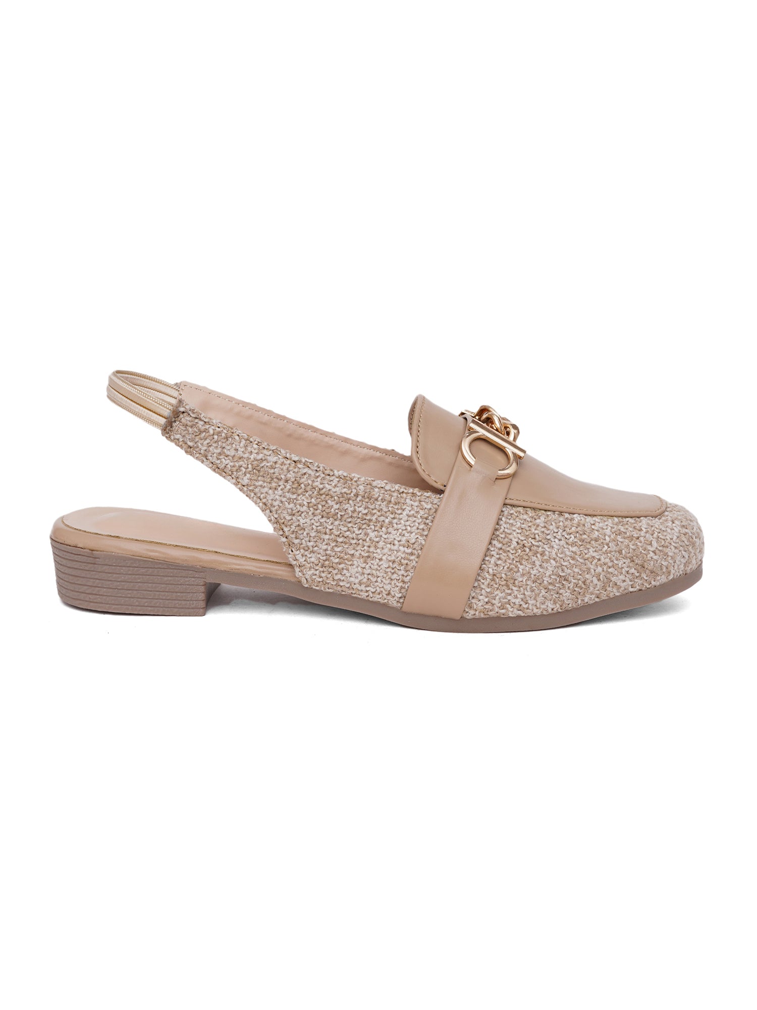 Fashion Tweed Chain Detail Slingback Mules