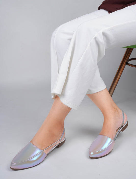 Elegance Metallic Pointed Slingback Flats