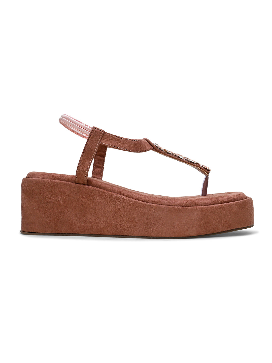 Crystal Embellished Detail Wedge Comfort Heels