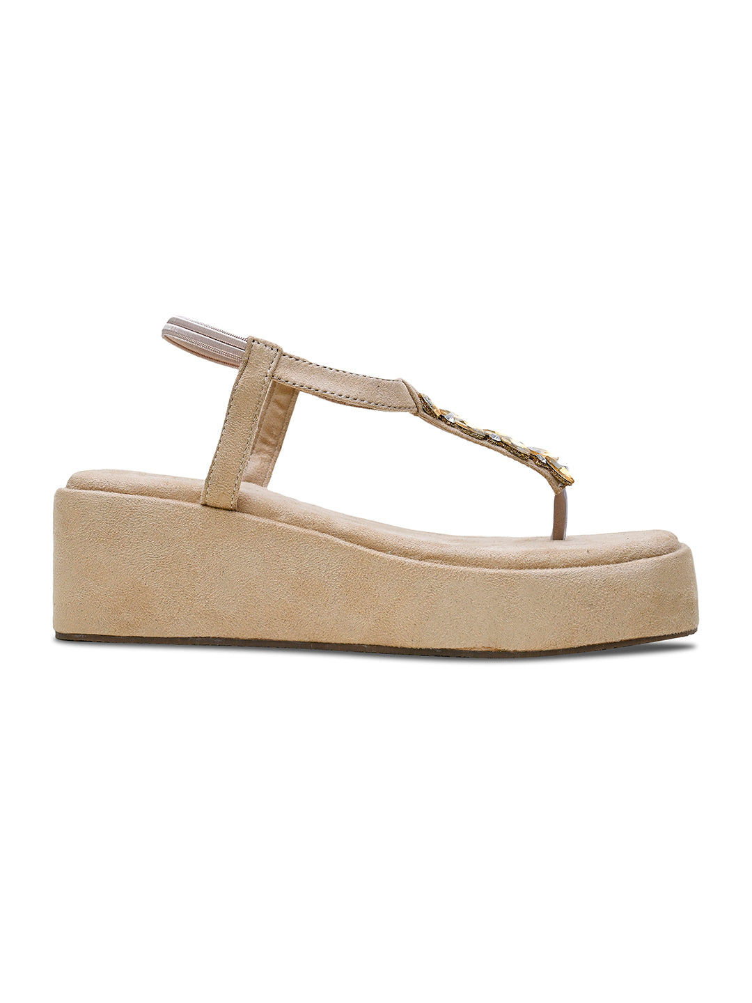 Crystal Embellished Detail Wedge Comfort Heels
