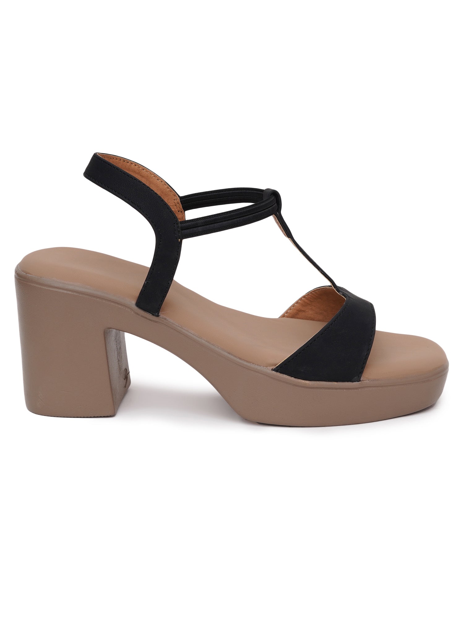 Exotic T-Strap Chunky Block Heel Sandals
