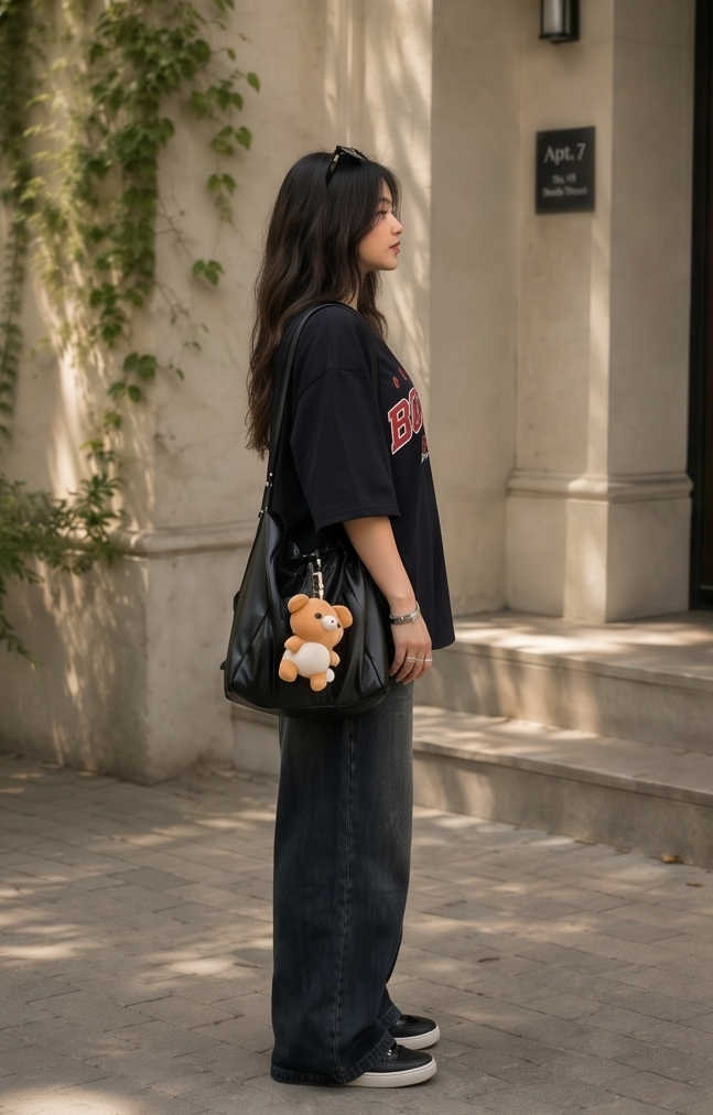 Oversized Boston Varsity Graphic Printed T-Shirt