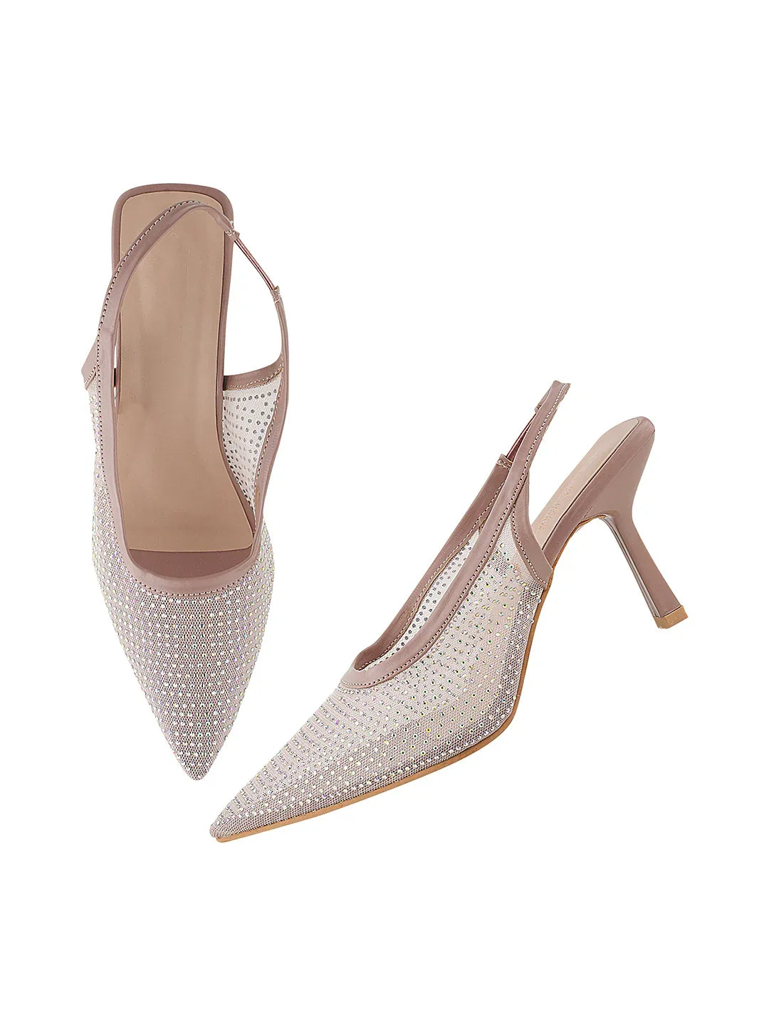 Rhinestone Detail Elegant Slingback Heels