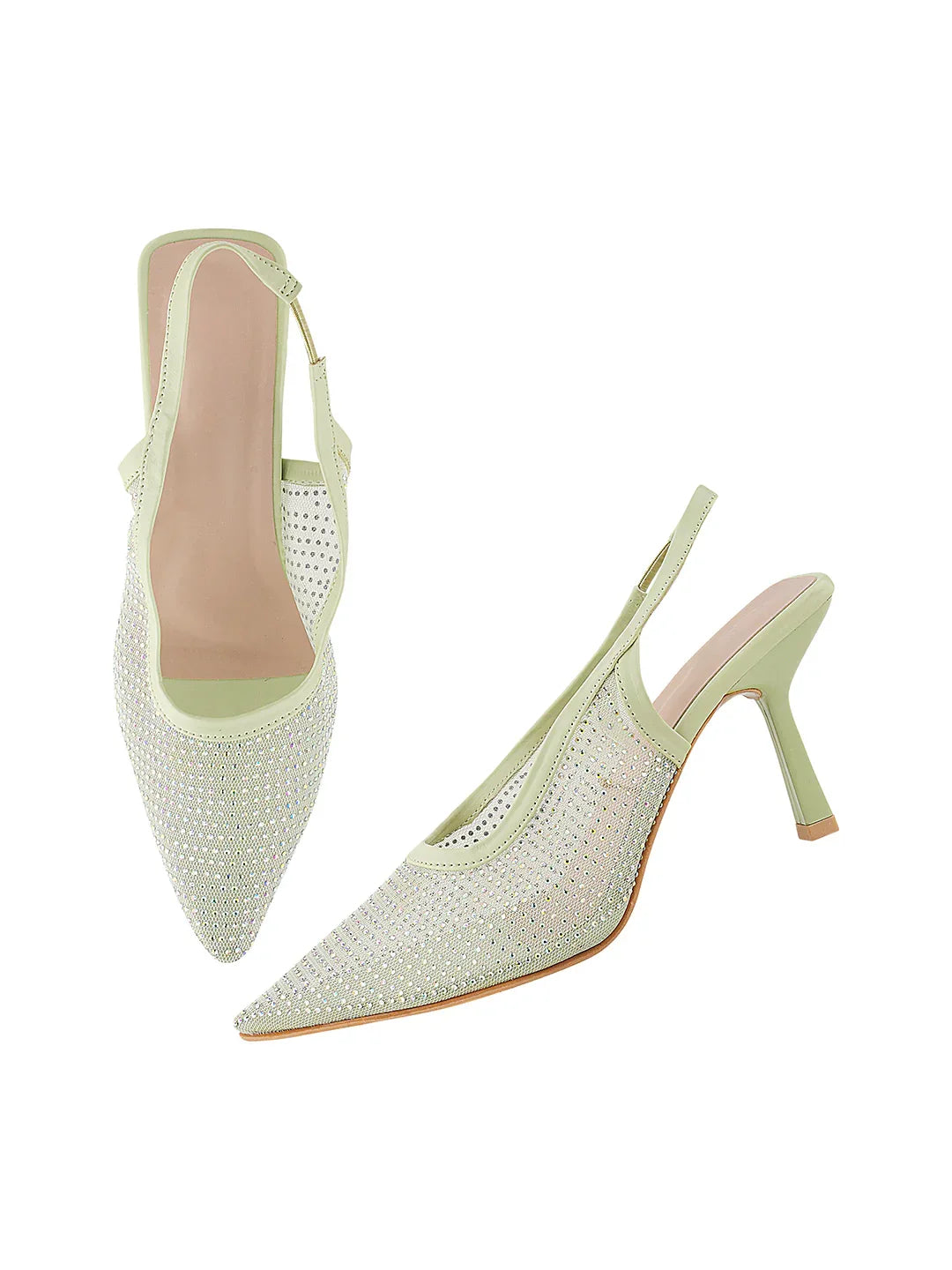 Rhinestone Detail Elegant Slingback Heels