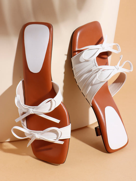 Minimal Tie-Up Strap Open-Toe Heels