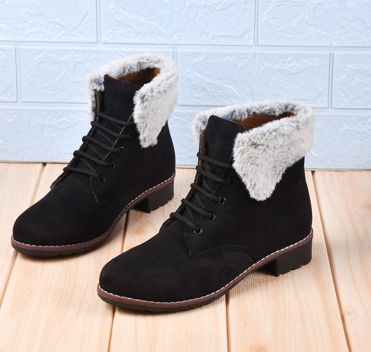 Cold Guard Lace-Up Fur Ankle Boots