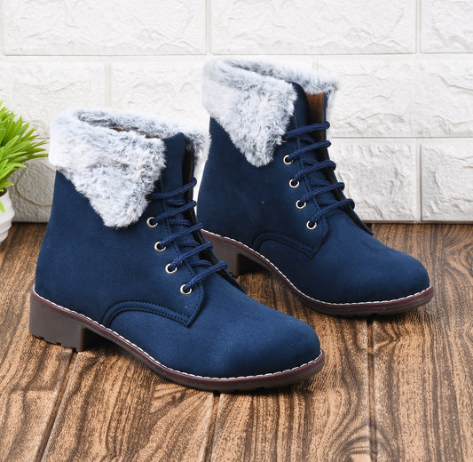 Cold Guard Lace-Up Fur Ankle Boots