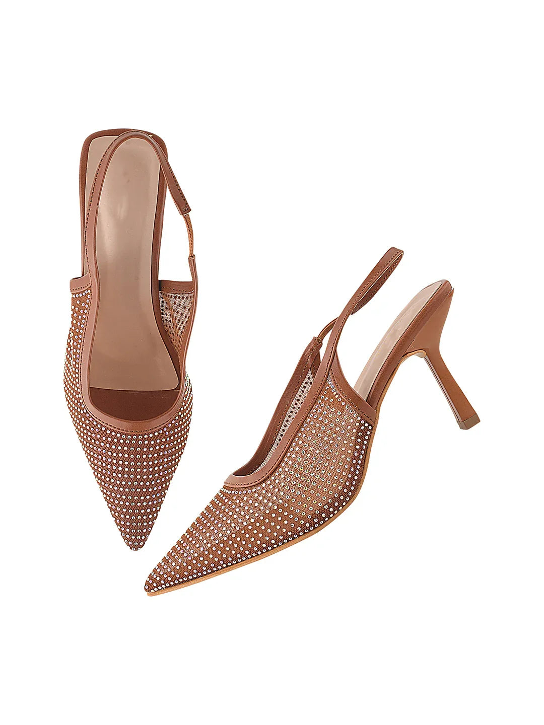 Rhinestone Detail Elegant Slingback Heels