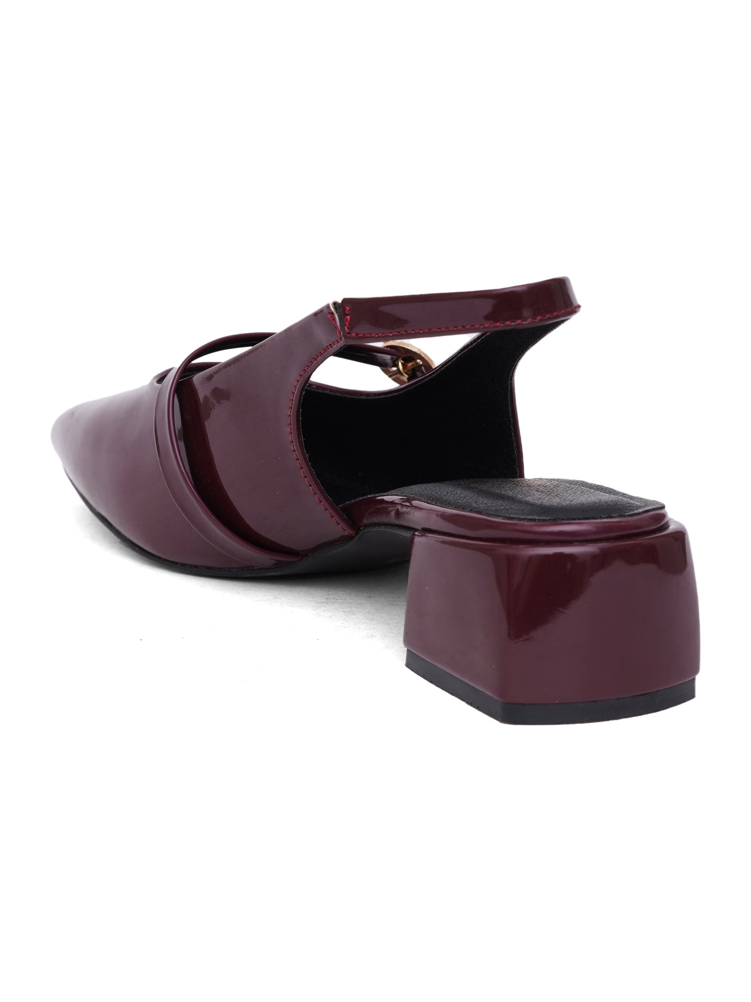 Elegant Patent Finish Mary Jane Slingback Heels with Strap Detail