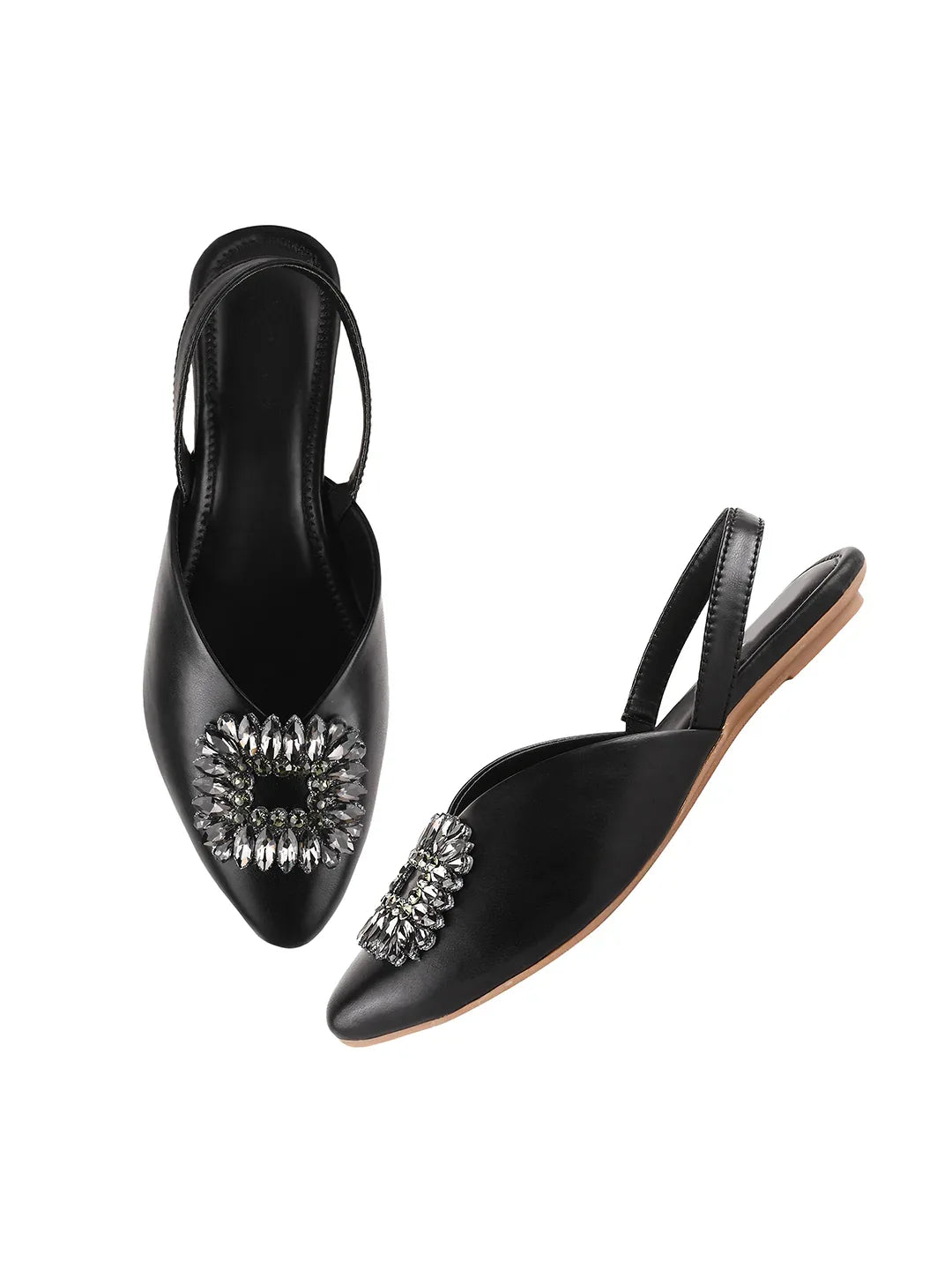 Chic Jewel Buckle Slingback Flats