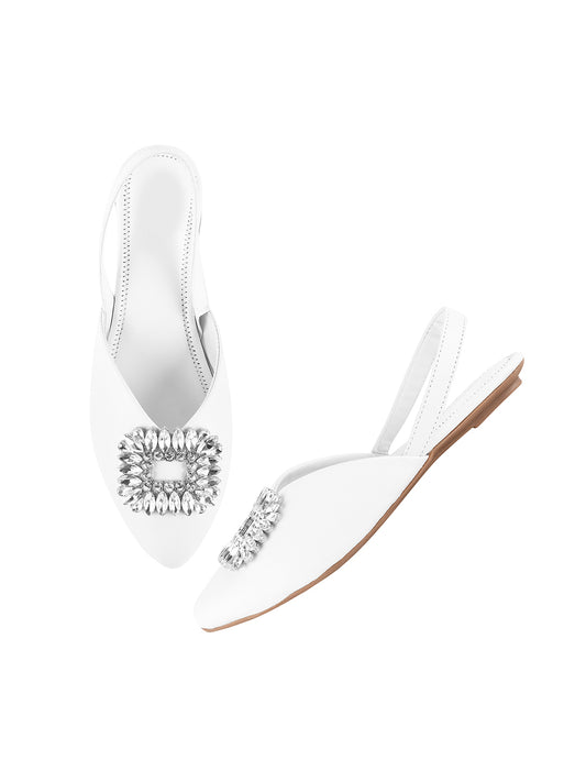 Chic Jewel Buckle Slingback Flats