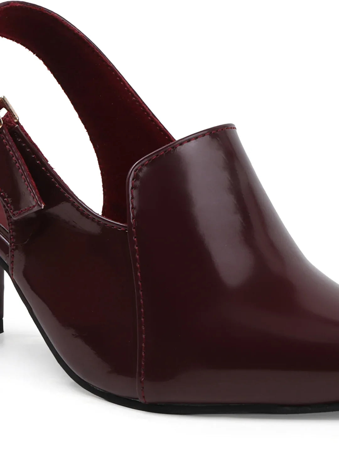 Elegant Gloss Finish Mid Heel Shoes