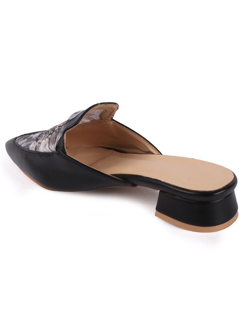 Flora Pointed Toe Printed panel Designer Mules