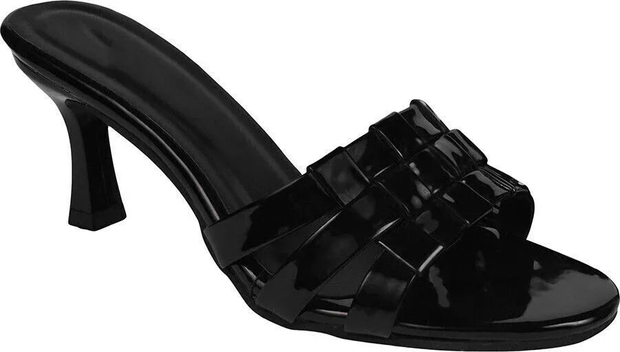 Midnight Weave Stiletto Mules